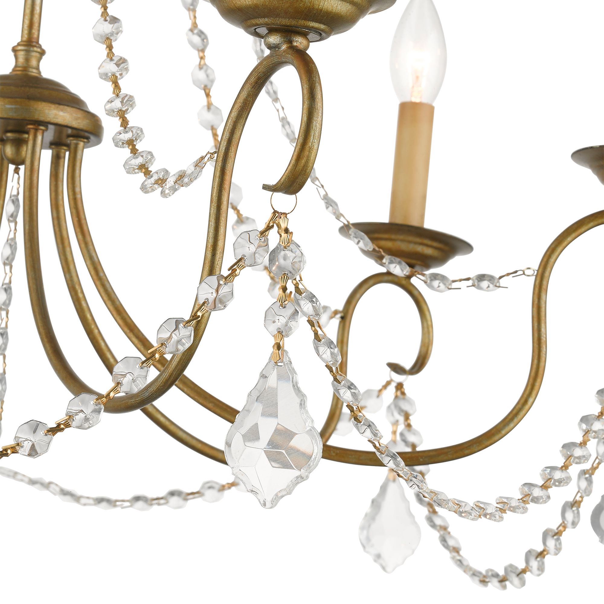 Livex Pennington 28"W Antique Gold Leaf 6-Light Chandelier