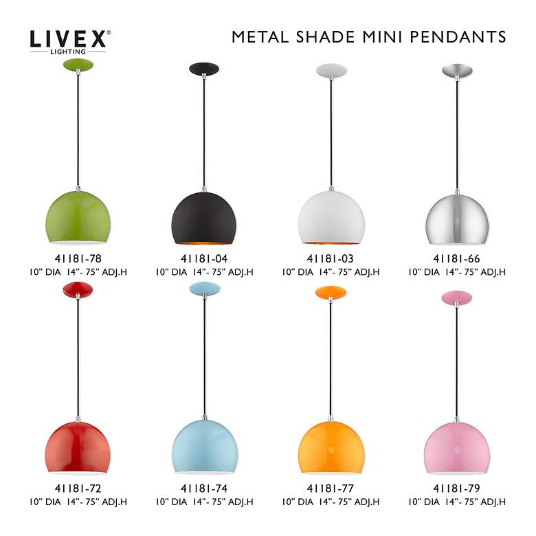 Image 3 Livex Piedmont 10" Wide Shiny Orange Dome Mini Pendant more views