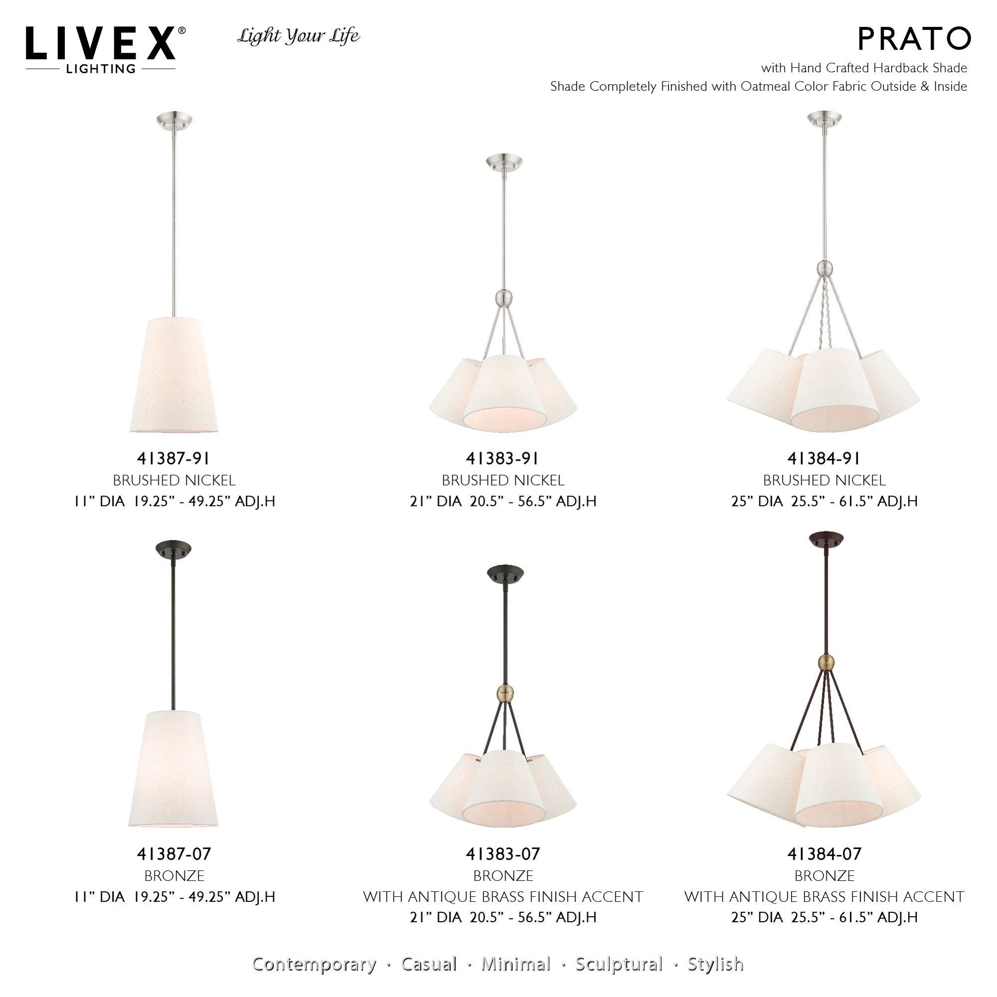 Image 3 Livex Prato 21"W Brushed Nickel 3-Light Cluster Chandelier more views