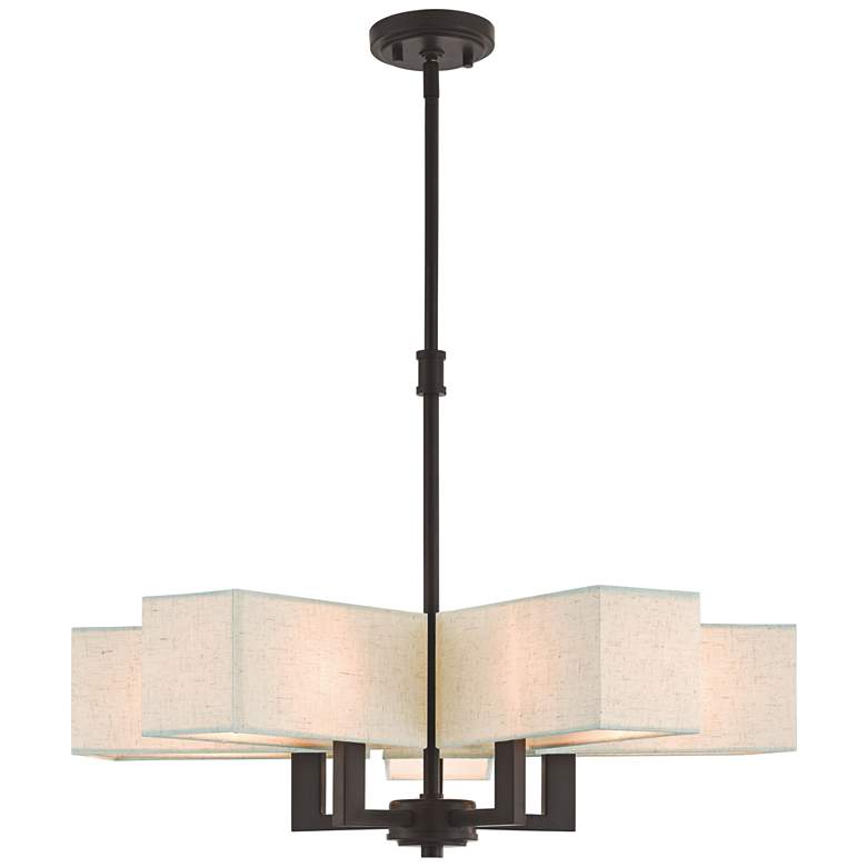 Image 2 Livex Rubix 26" Modern Bronze 5-Light Rectangular Shade Chandelier