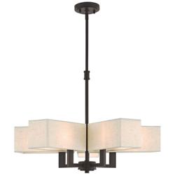 Livex Rubix 26" Modern Bronze 5-Light Rectangular Shade Chandelier
