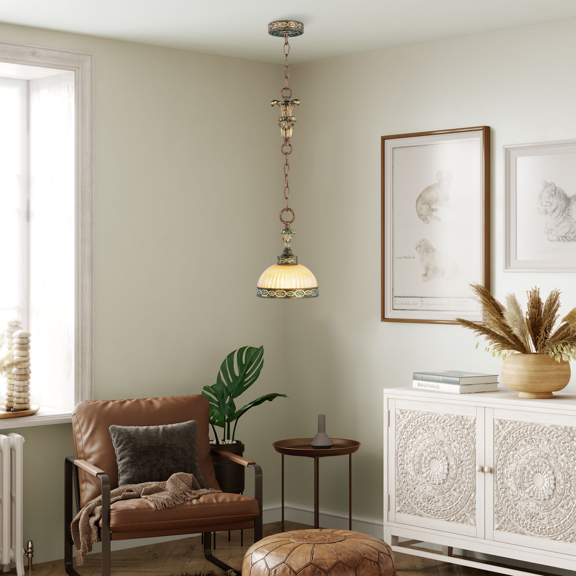 Livex Seville 7 1/4" Wide Palacial Bronze Art Glass Mini Pendant