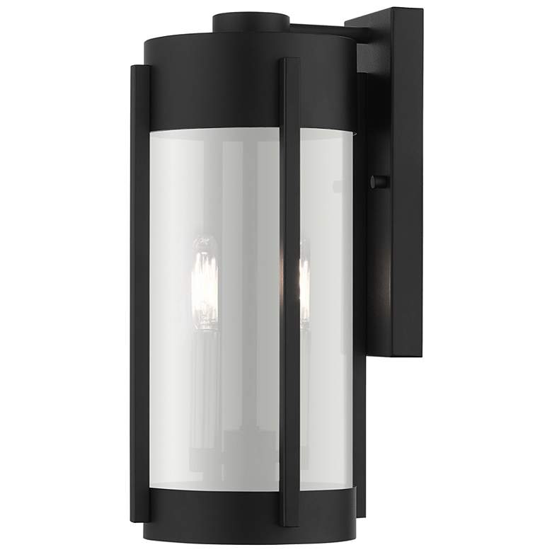 Image 2 Livex Sheridan 16" High Black and Nickel Outdoor Wall Light