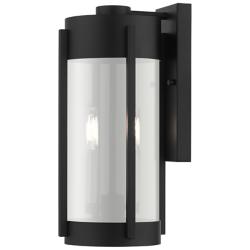 Livex Sheridan 16" High Black and Nickel Outdoor Wall Light