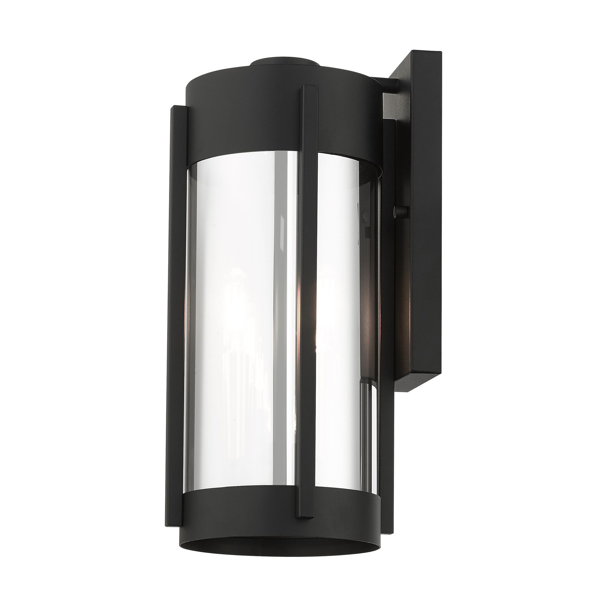 Livex Sheridan 16" High Black and Nickel Outdoor Wall Light