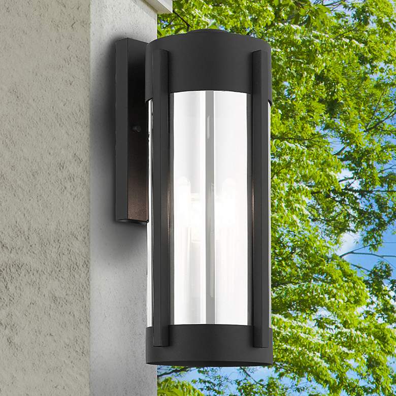 Image 1 Livex Sheridan 18 3/4"H Black and Nickel Outdoor Wall Light
