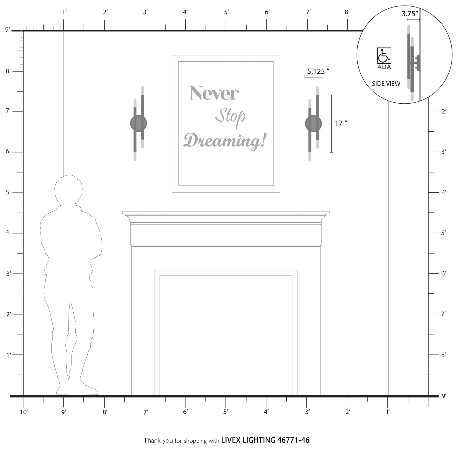 Livex Soho 17" High Black Chrome 4-Light ADA Wall Sconce