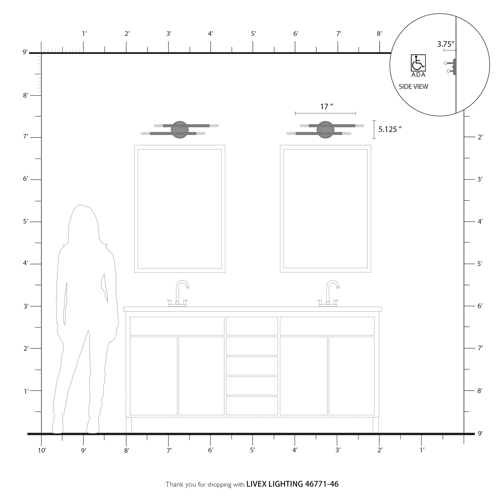 Livex Soho 17" High Black Chrome 4-Light ADA Wall Sconce