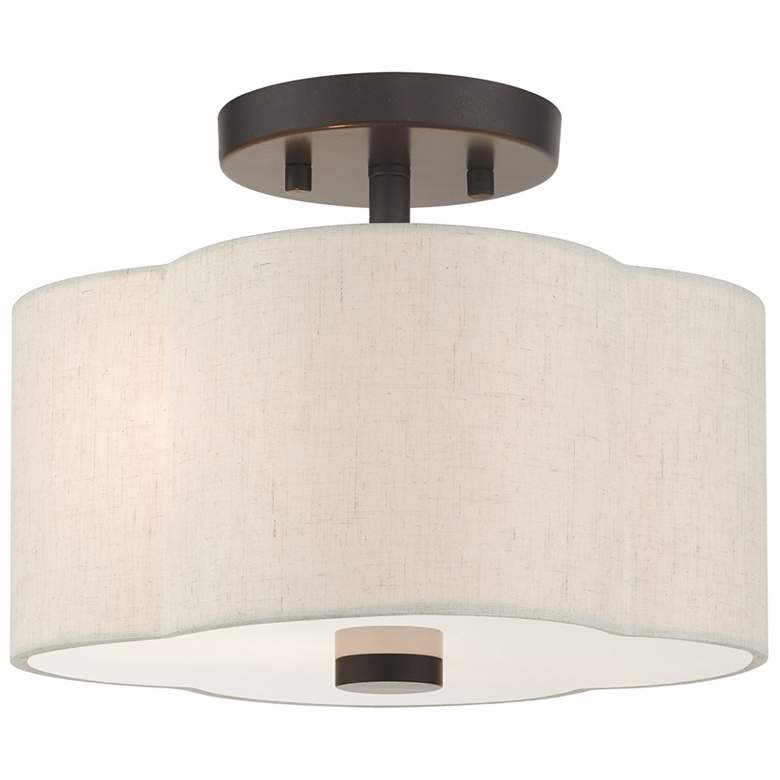 Image 1 Livex Solstice 11" Wide 2-Light Bronze White Drum Ceiling Light