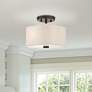 1_Livex Solstice 11" Wide 2-Light Bronze White Drum Ceiling Light