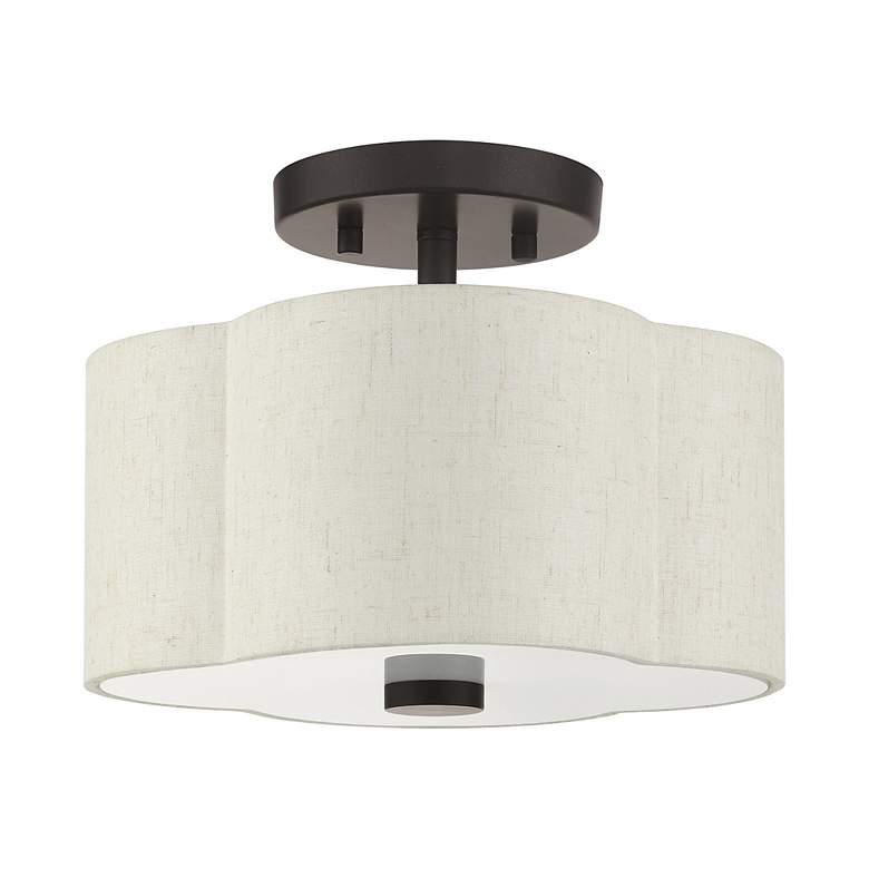 Image 3 Livex Solstice 11" Wide 2-Light Bronze White Drum Ceiling Light more views