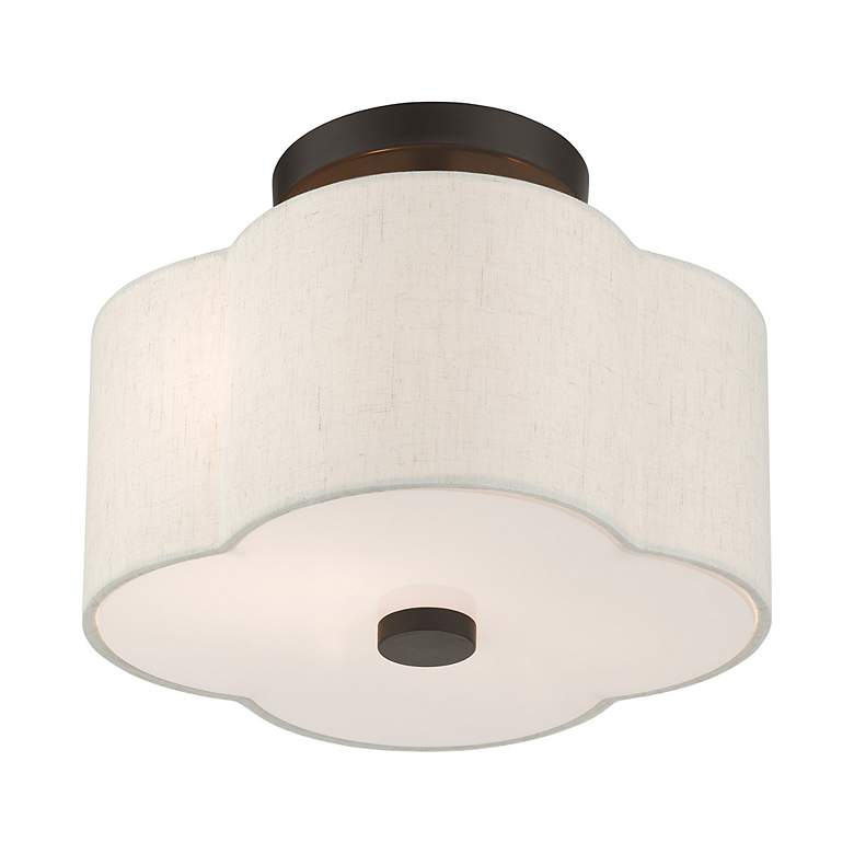 Image 4 Livex Solstice 11" Wide 2-Light Bronze White Drum Ceiling Light more views