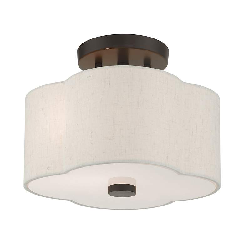 Image 5 Livex Solstice 11" Wide 2-Light Bronze White Drum Ceiling Light more views
