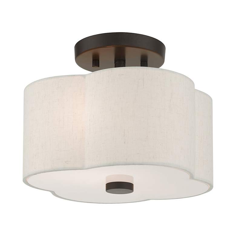 Image 6 Livex Solstice 11" Wide 2-Light Bronze White Drum Ceiling Light more views