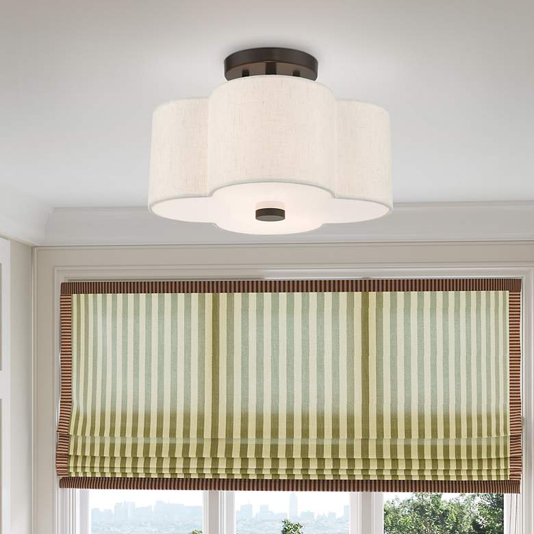 Image 1 Livex Solstice 13" 2-Light English Bronze Semi Flush Ceiling Light