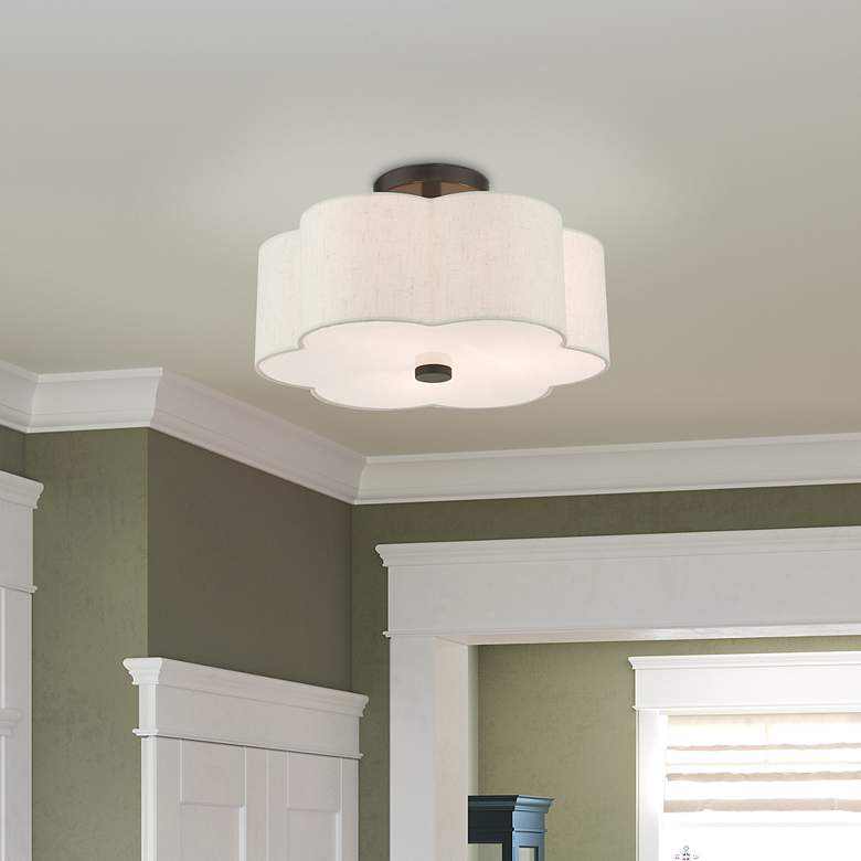 Image 1 Livex Solstice 15"W English Bronze Scalloped Ceiling Light