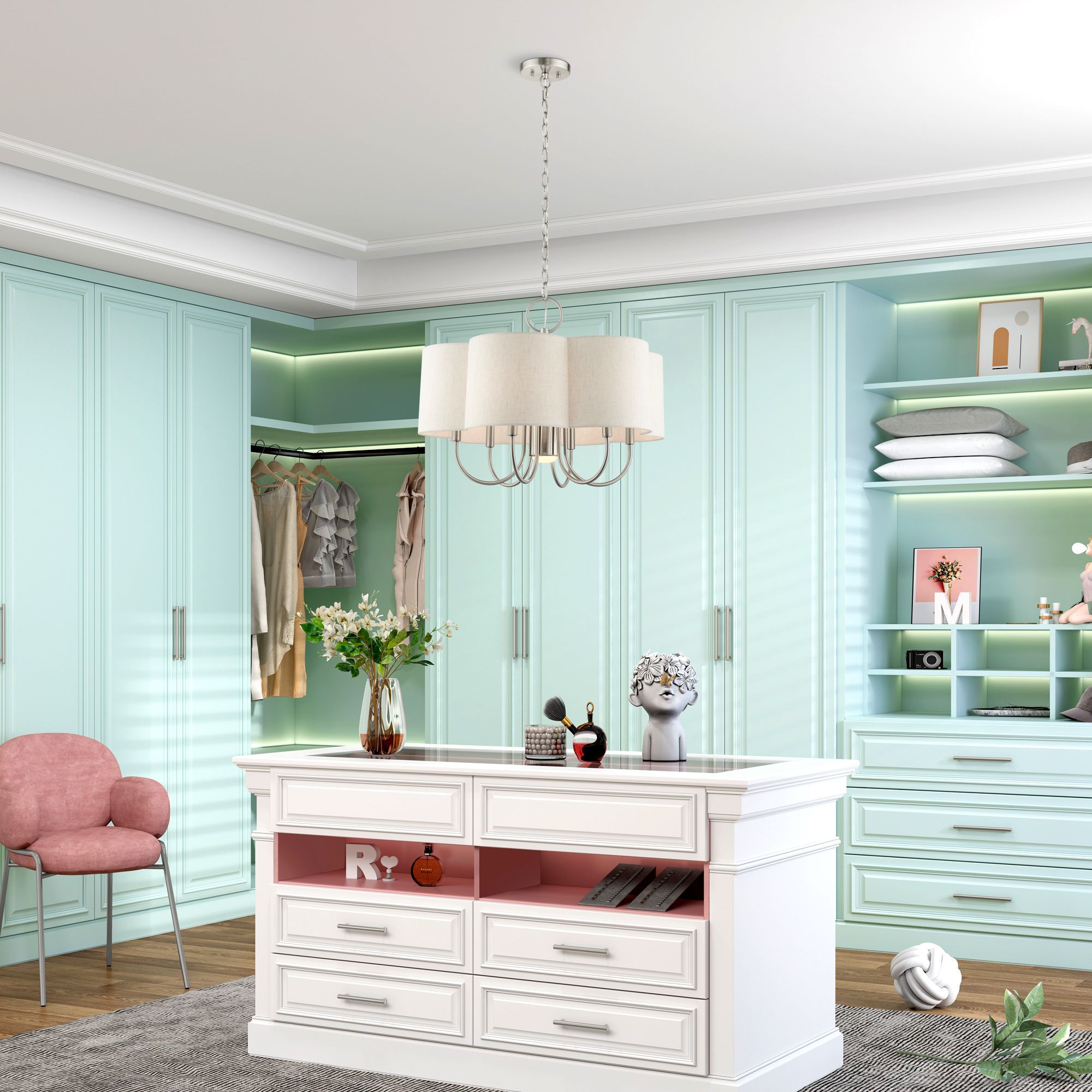 Livex Solstice 24" Wide Brushed Nickel 7-Light Shade Chandelier in scene