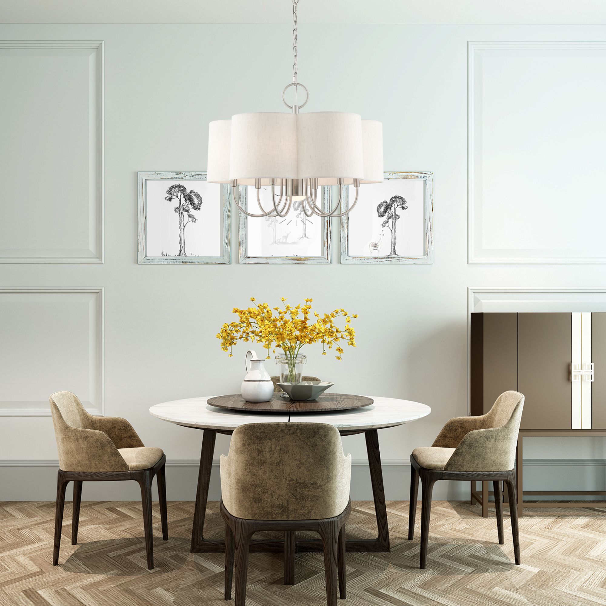 Livex Solstice 24" Wide Brushed Nickel 7-Light Shade Chandelier in scene