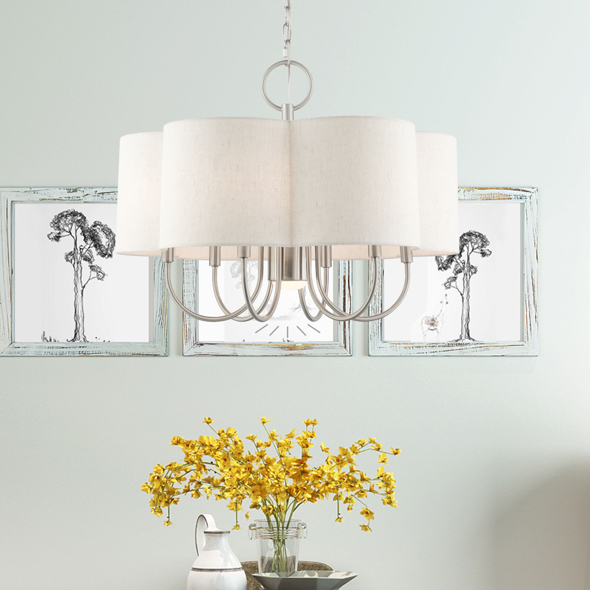 Livex Solstice 24" Wide Brushed Nickel 7-Light Shade Chandelier in scene