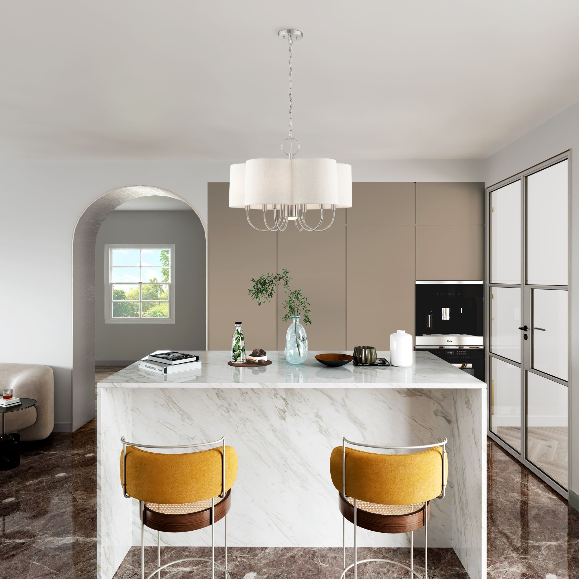 Livex Solstice 24" Wide Brushed Nickel 7-Light Shade Chandelier in scene