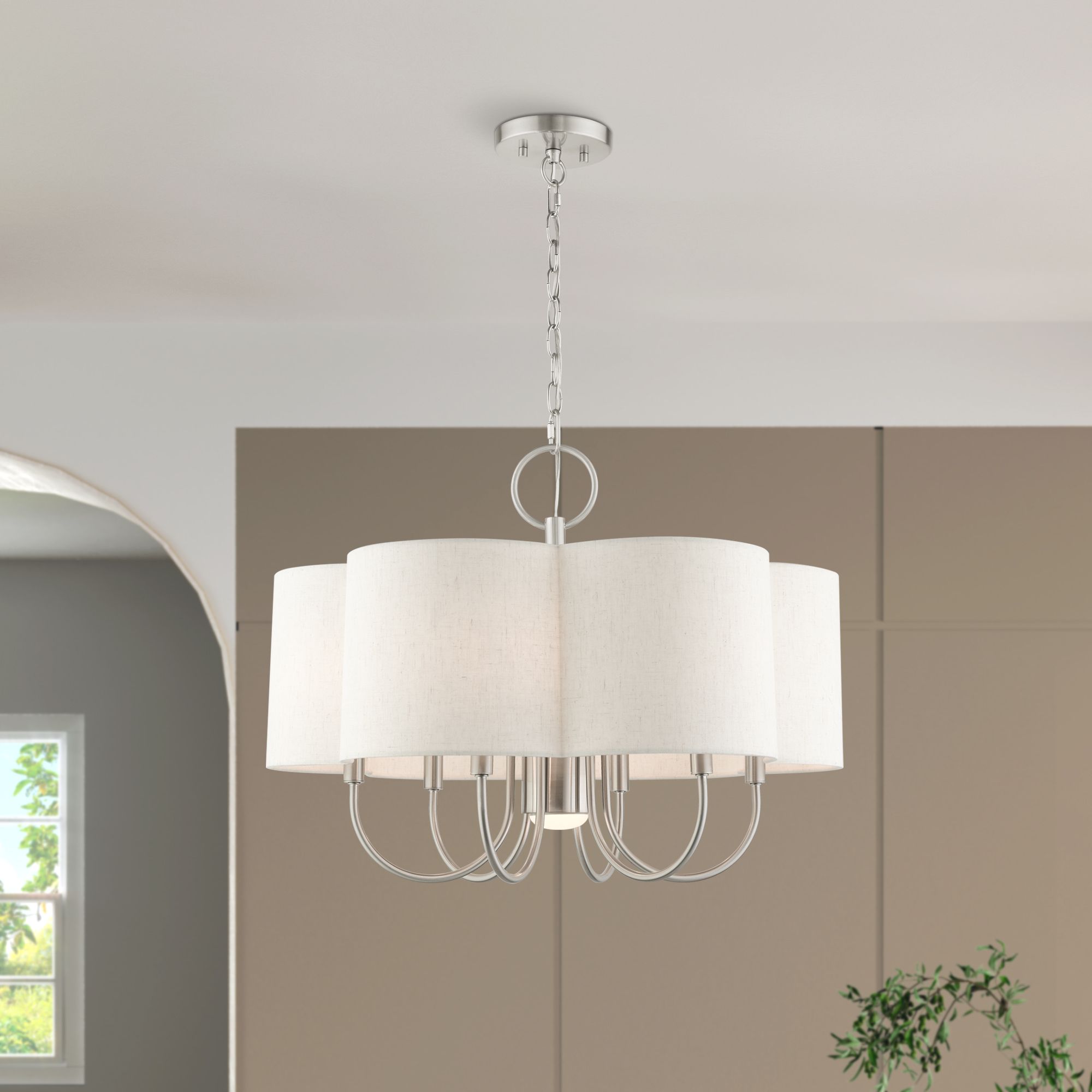 Livex Solstice 24" Wide Brushed Nickel 7-Light Shade Chandelier in scene