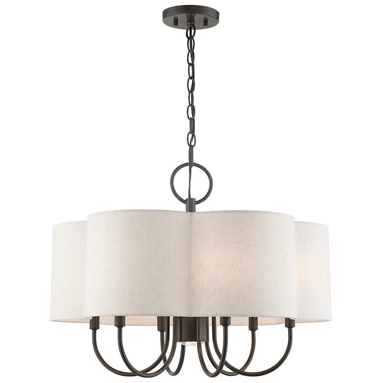 Image 1 Livex Solstice 24" Wide English Bronze 7-Light Shade Chandelier