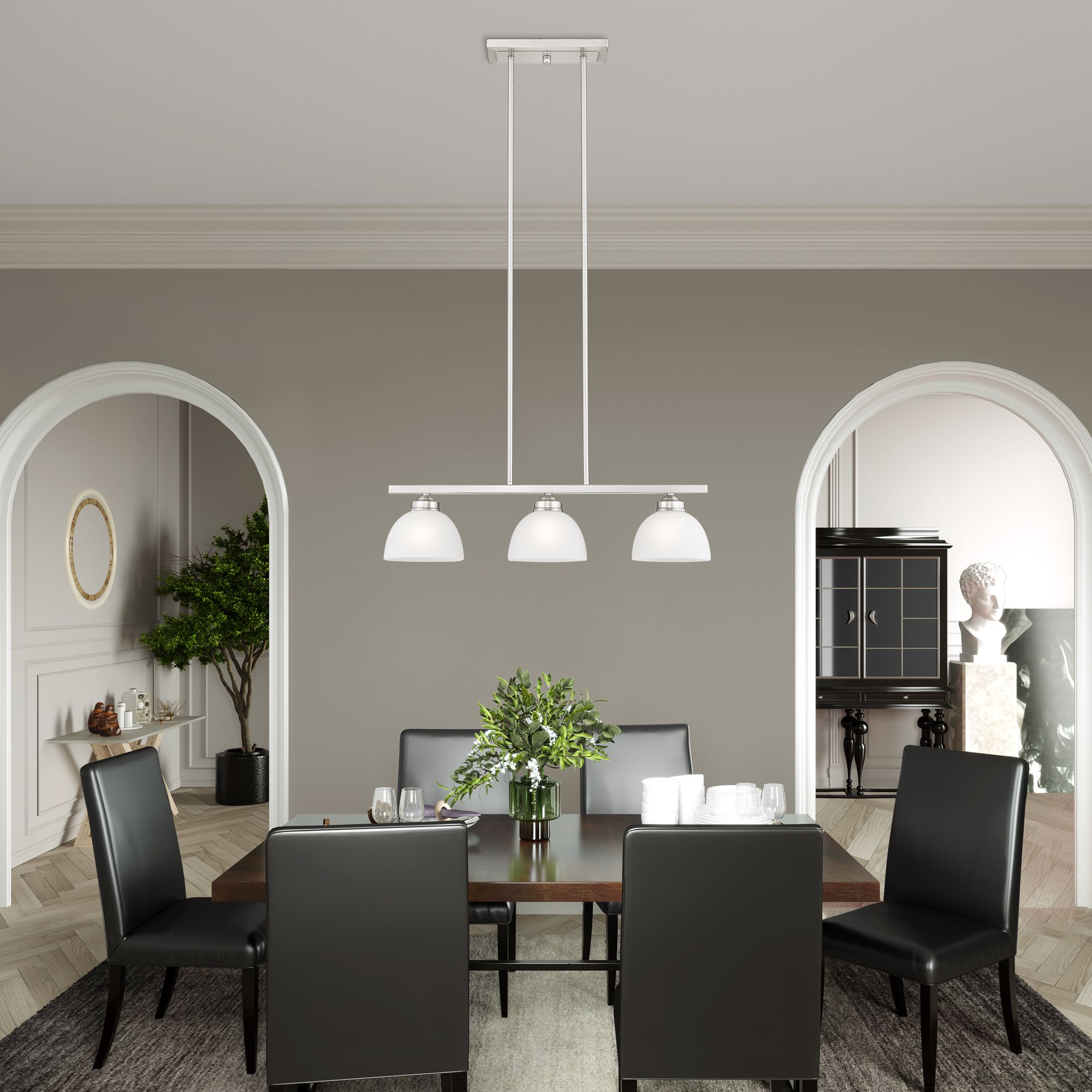Livex Somerset 28"W Brushed Nickel 3-Light Linear Chandelier