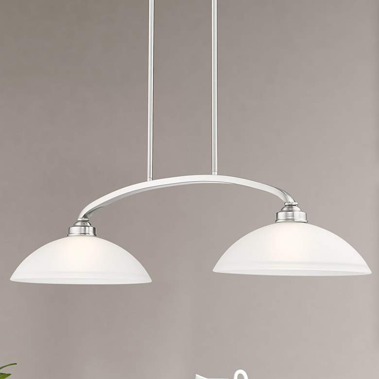 Image 1 Livex Somerset 34" Wide Brushed Nickel 2-Light Linear Chandelier