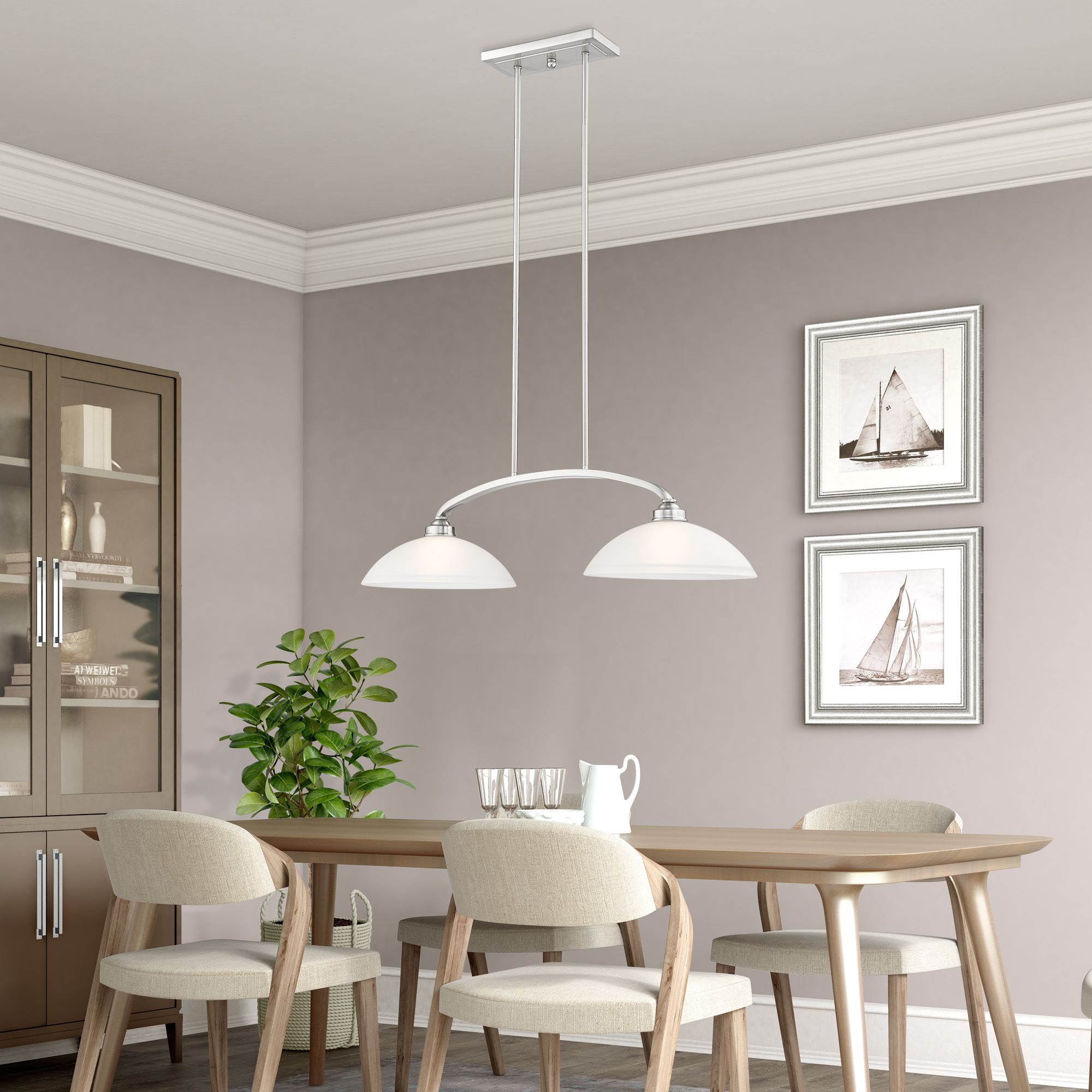 Livex Somerset 34" Wide Brushed Nickel 2-Light Linear Chandelier