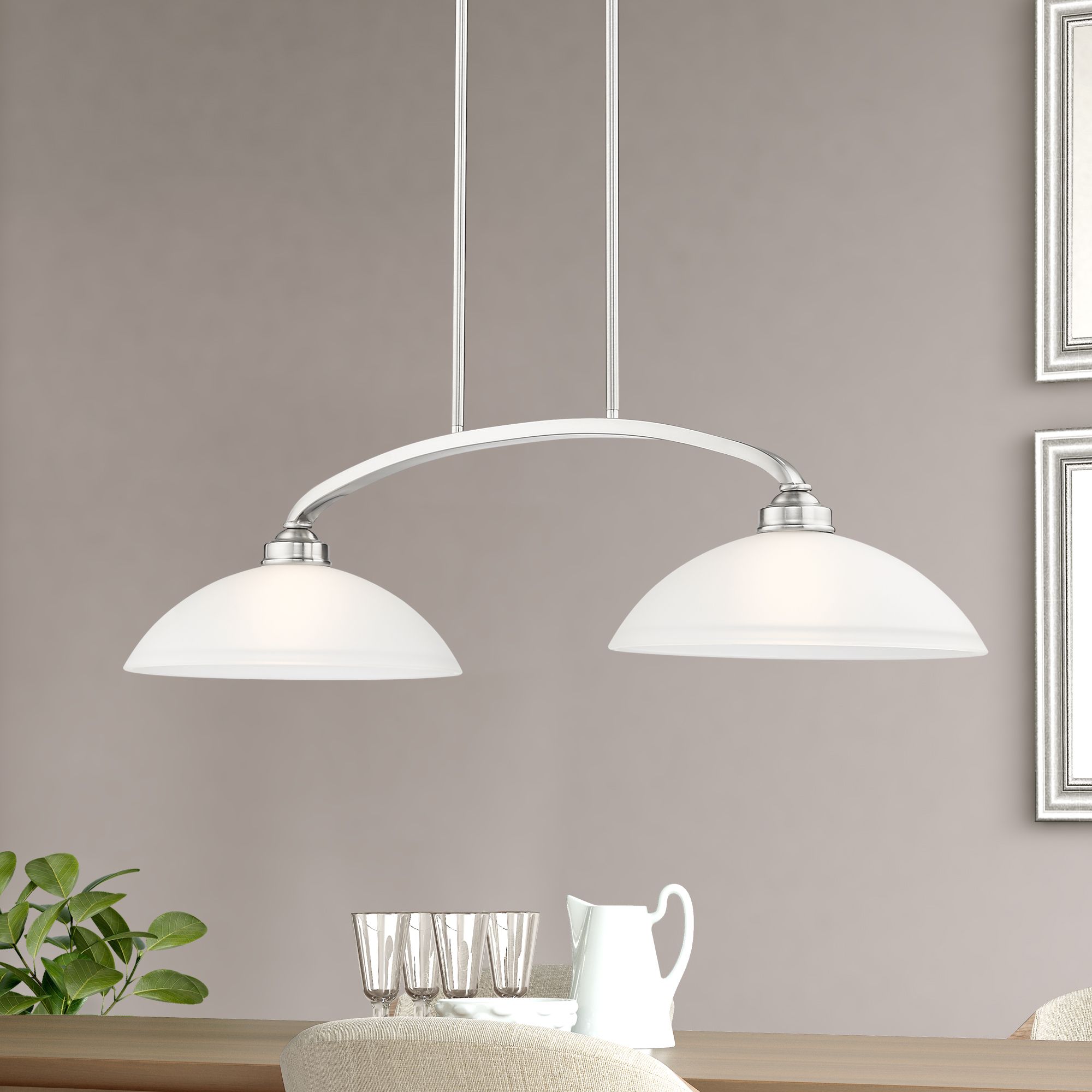 Livex Somerset 34" Wide Brushed Nickel 2-Light Linear Chandelier