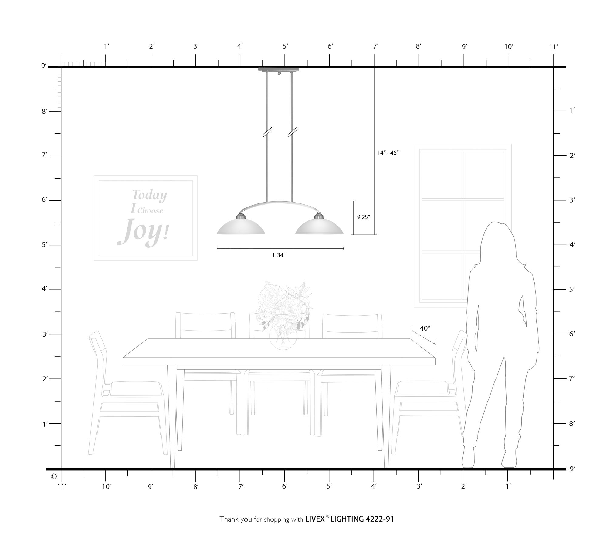 Livex Somerset 34" Wide Brushed Nickel 2-Light Linear Chandelier