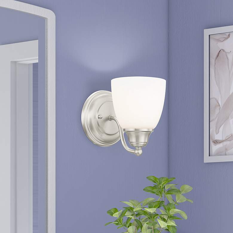 Image 1 Livex Somerville 7" High Brushed Nickel Wall Sconce