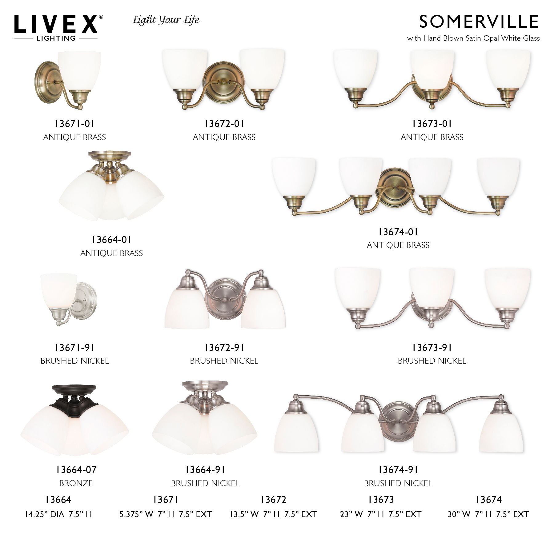 Livex Somerville 7" High Brushed Nickel Wall Sconce
