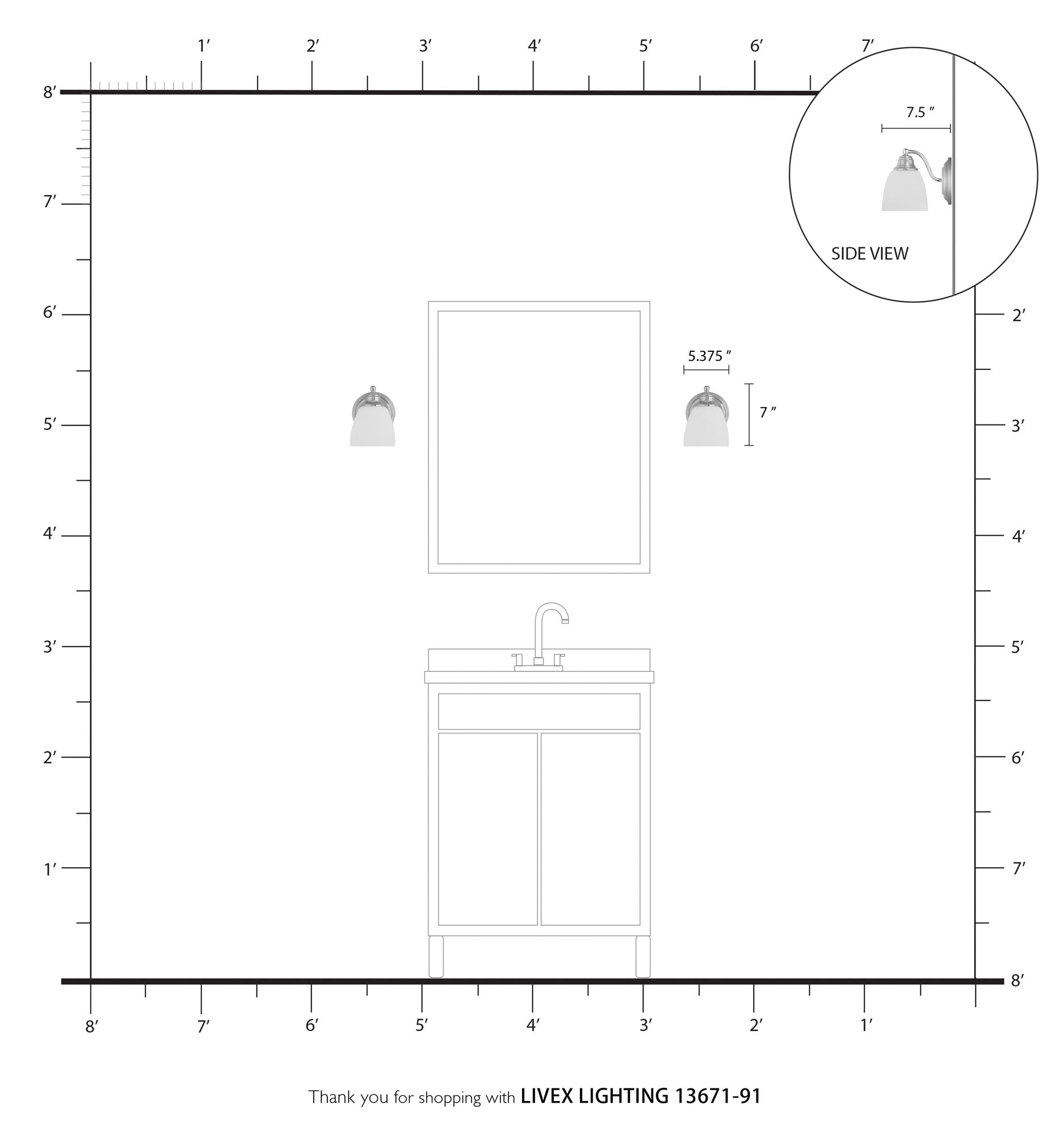 Livex Somerville 7" High Brushed Nickel Wall Sconce