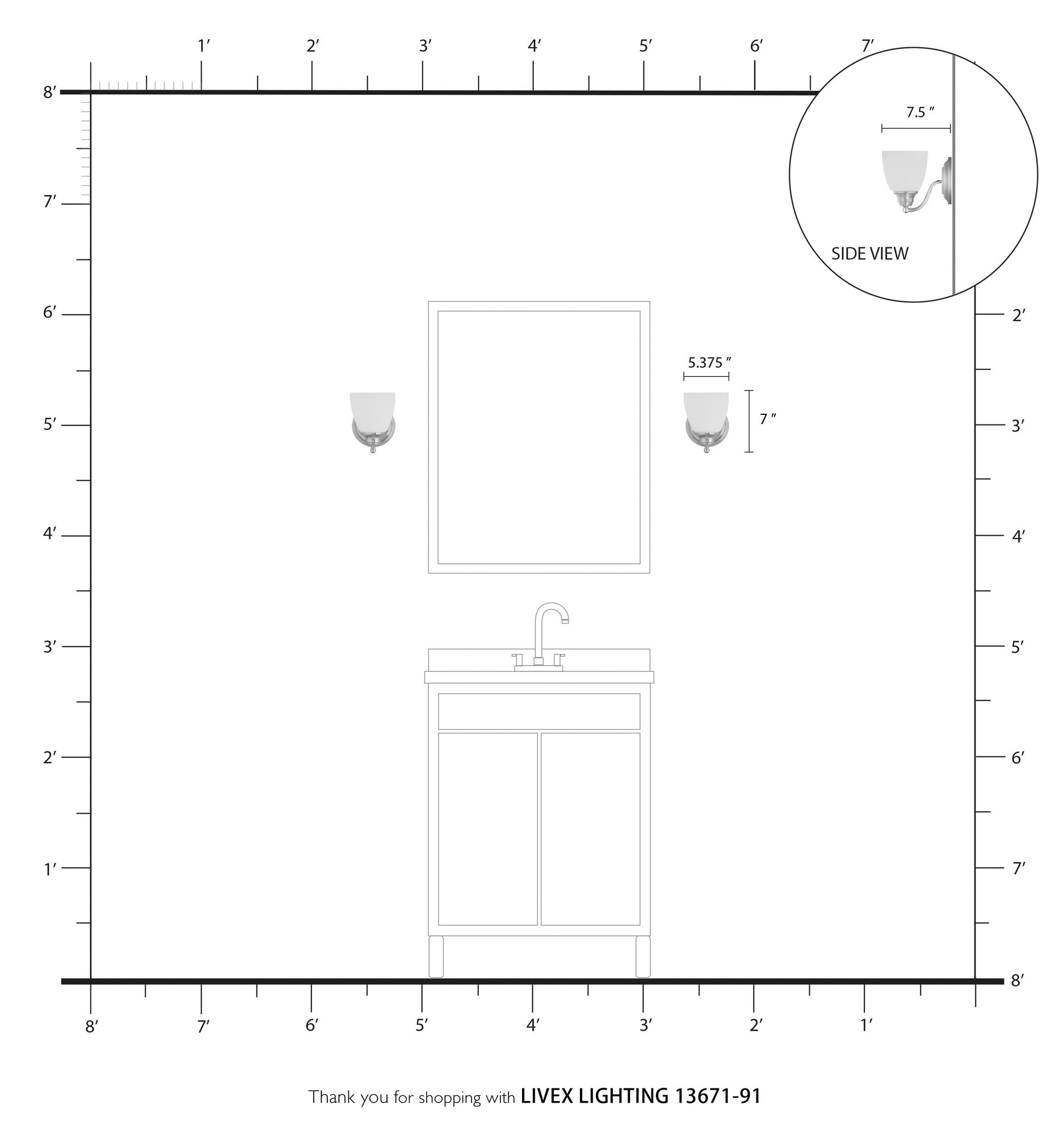 Livex Somerville 7" High Brushed Nickel Wall Sconce