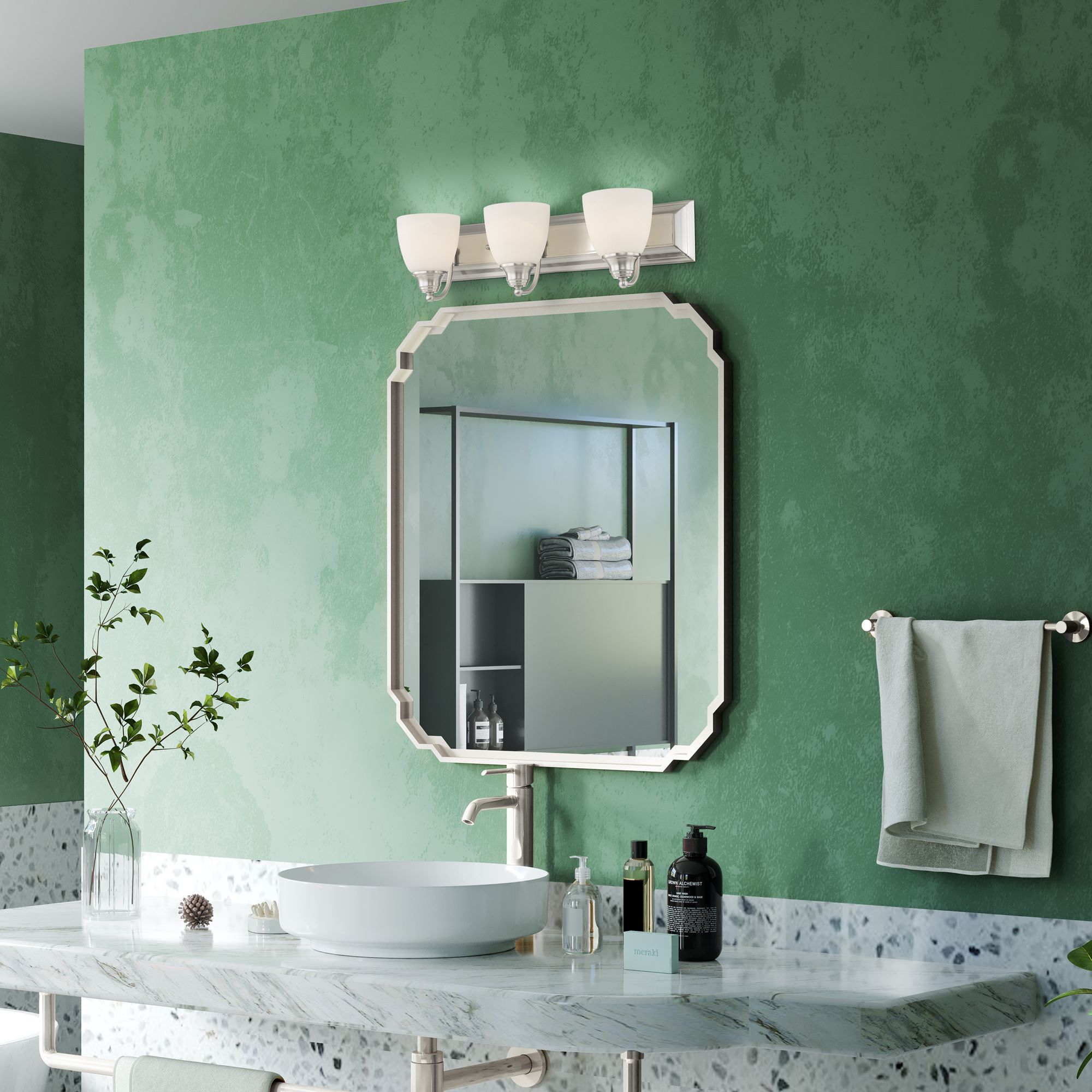 Livex Springfield 24" Wide Brushed Nickel 3-Light Bath Light in scene