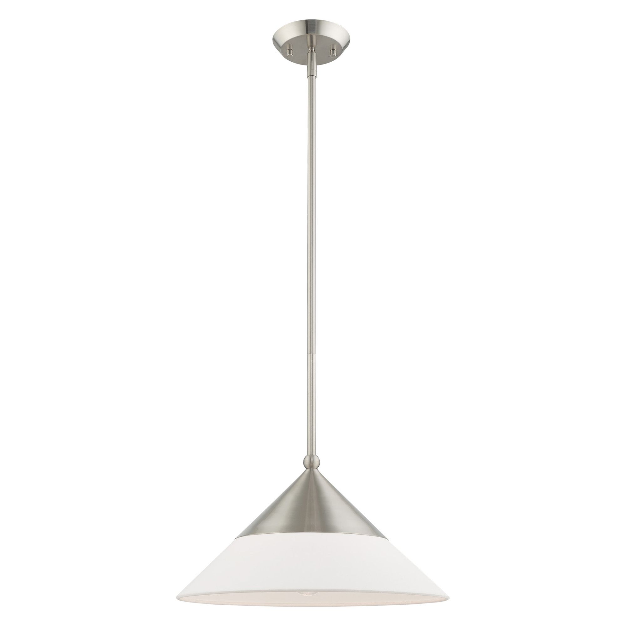 Image 5 Livex Stockholm 15" Wide Brushed Nickel Cone Pendant Light more views