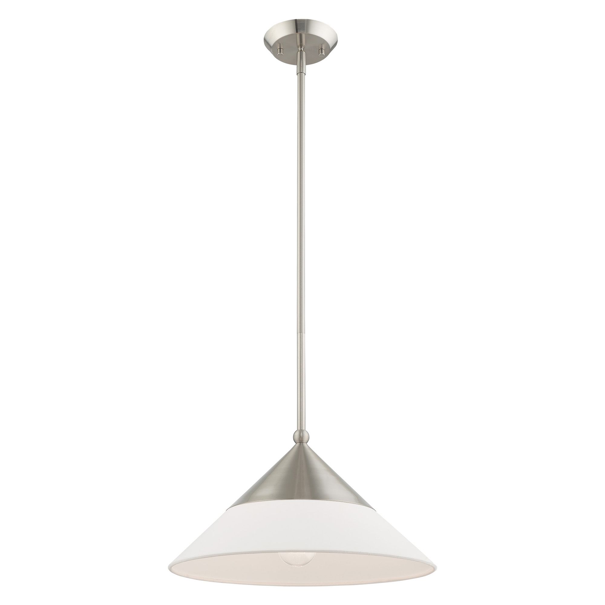 Image 6 Livex Stockholm 15" Wide Brushed Nickel Cone Pendant Light more views
