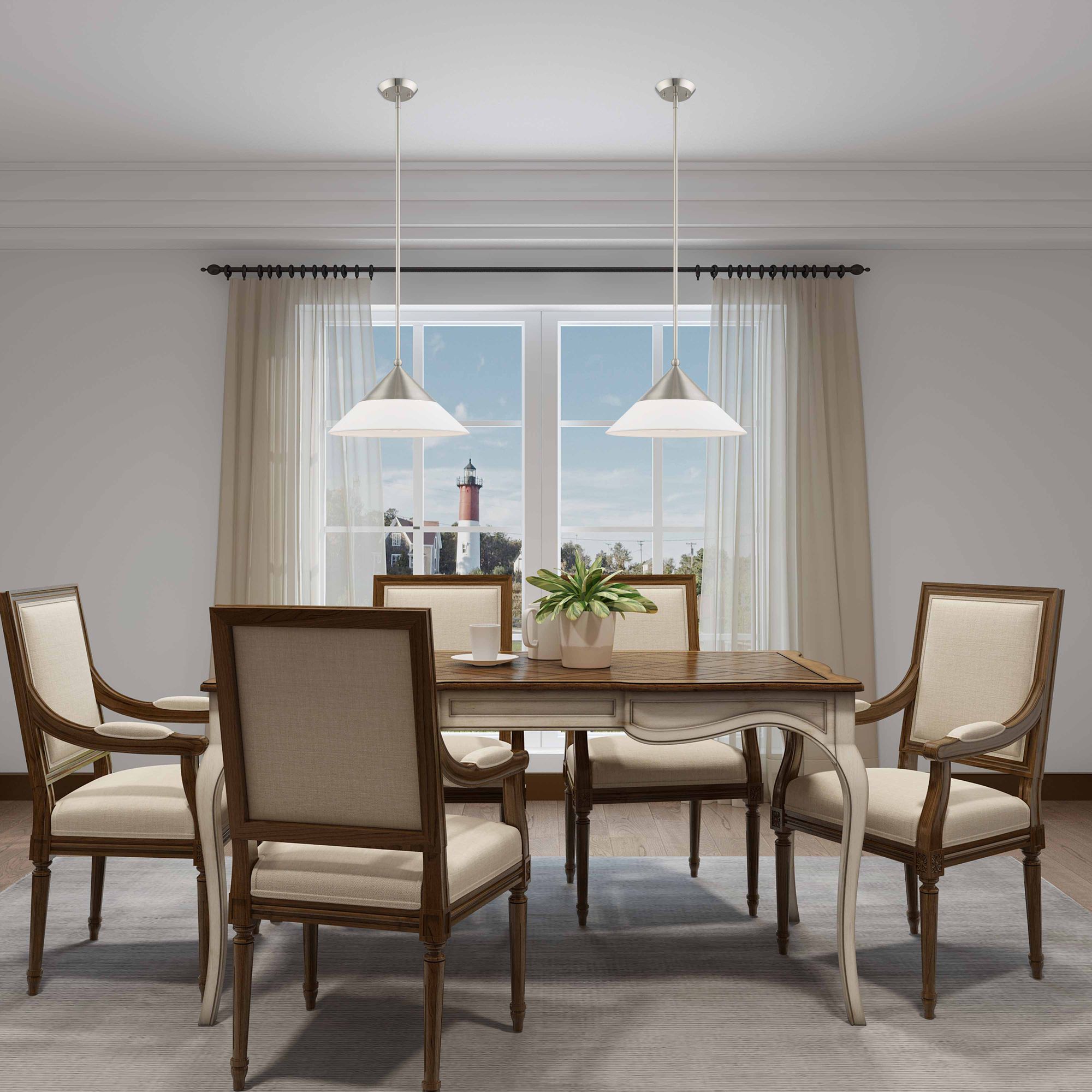 Image 7 Livex Stockholm 15" Wide Brushed Nickel Cone Pendant Light more views