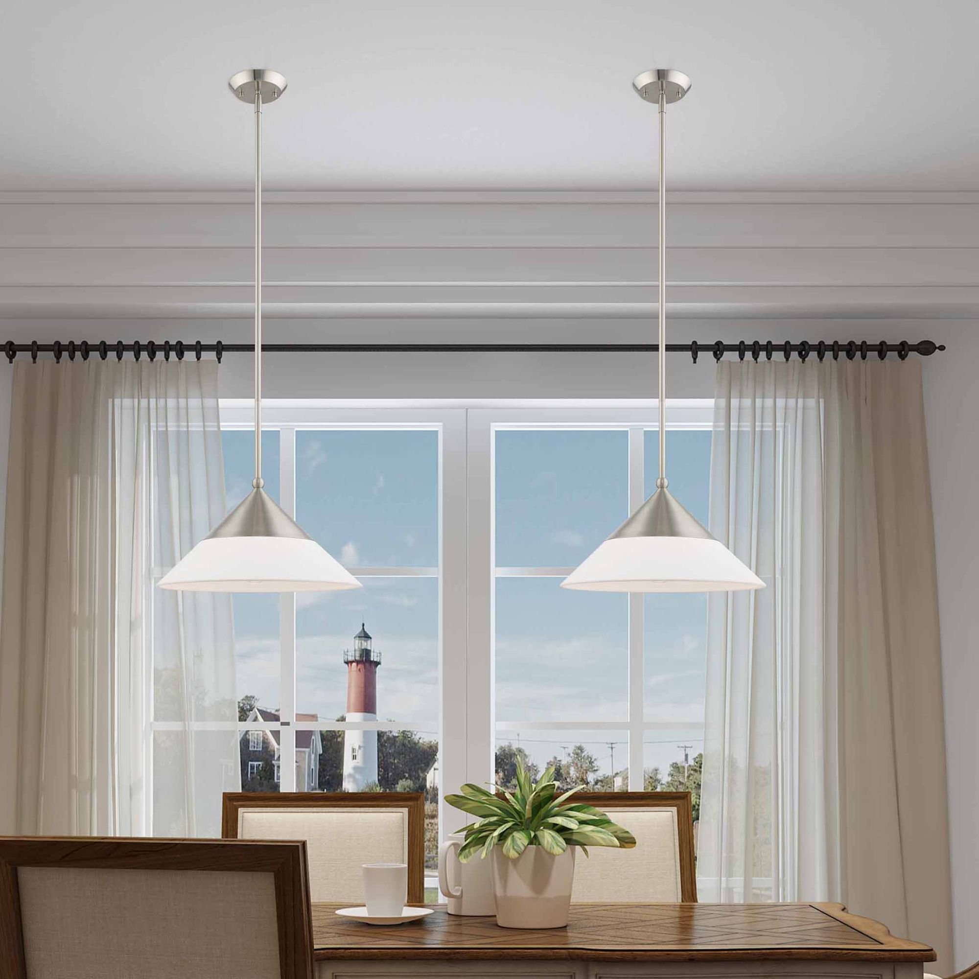 Livex Stockholm 15" Wide Brushed Nickel Cone Pendant Light in scene
