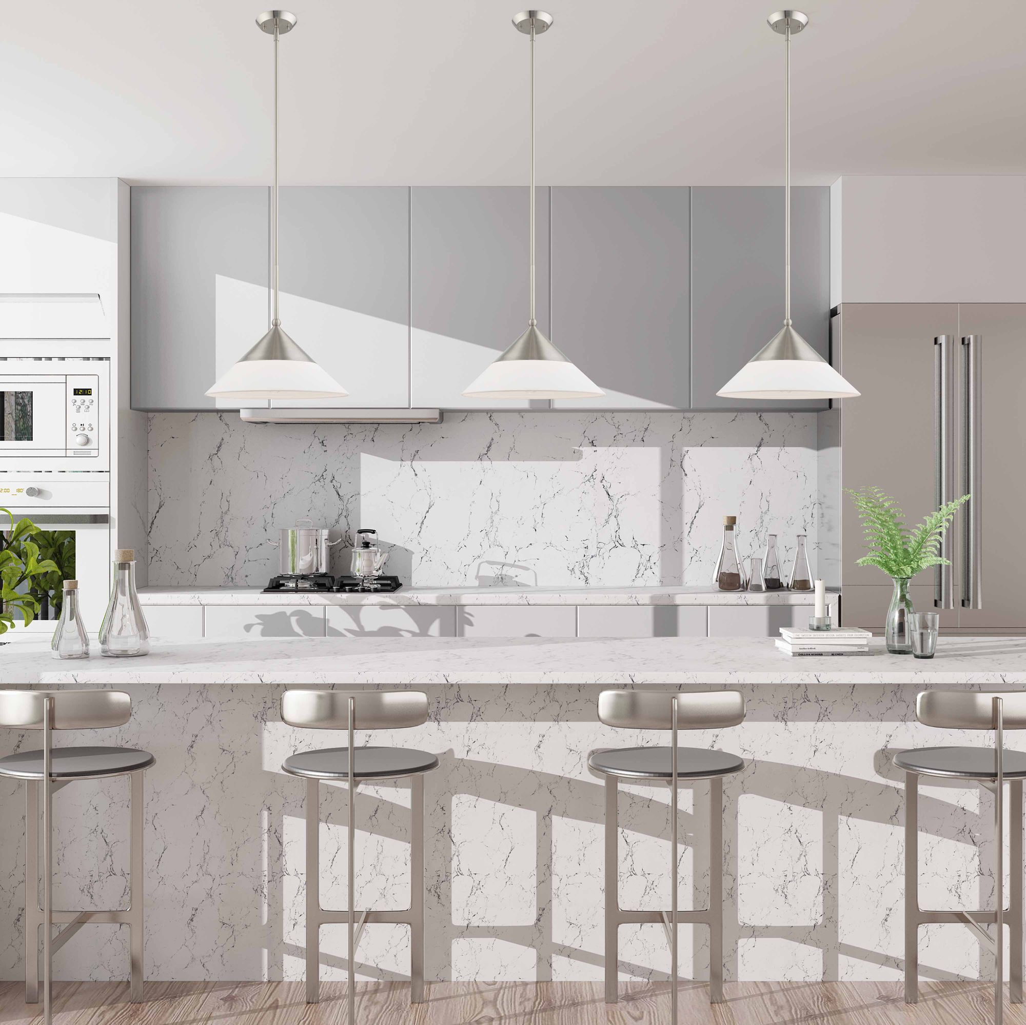 Livex Stockholm 15" Wide Brushed Nickel Cone Pendant Light in scene