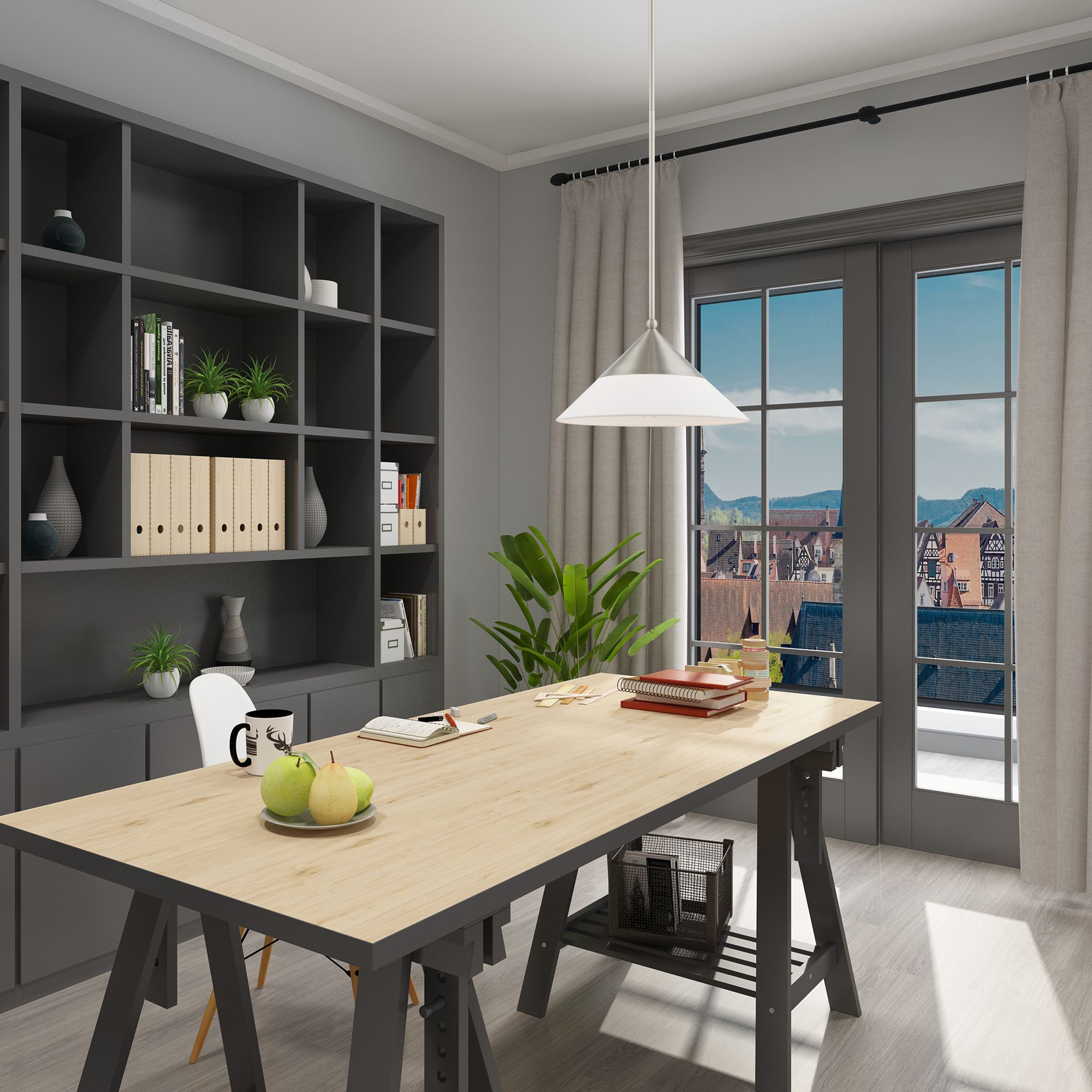 Livex Stockholm 15" Wide Brushed Nickel Cone Pendant Light in scene