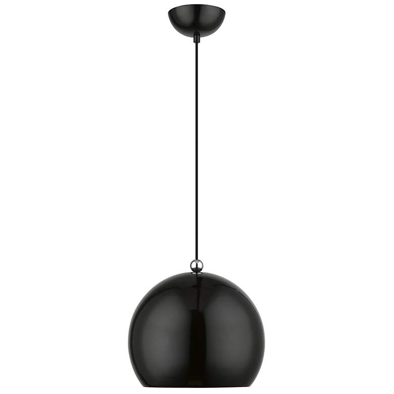Image 4 Livex Stockton 12" Wide Chrome and Shiny Black Modern Dome Pendant more views