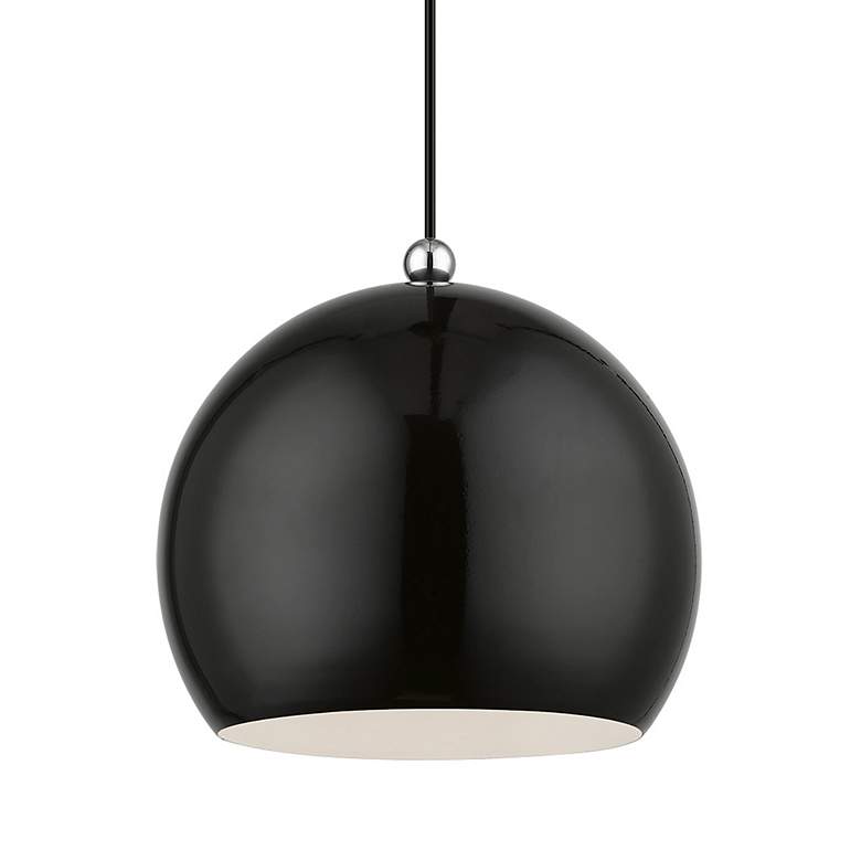 Image 5 Livex Stockton 12" Wide Chrome and Shiny Black Modern Dome Pendant more views