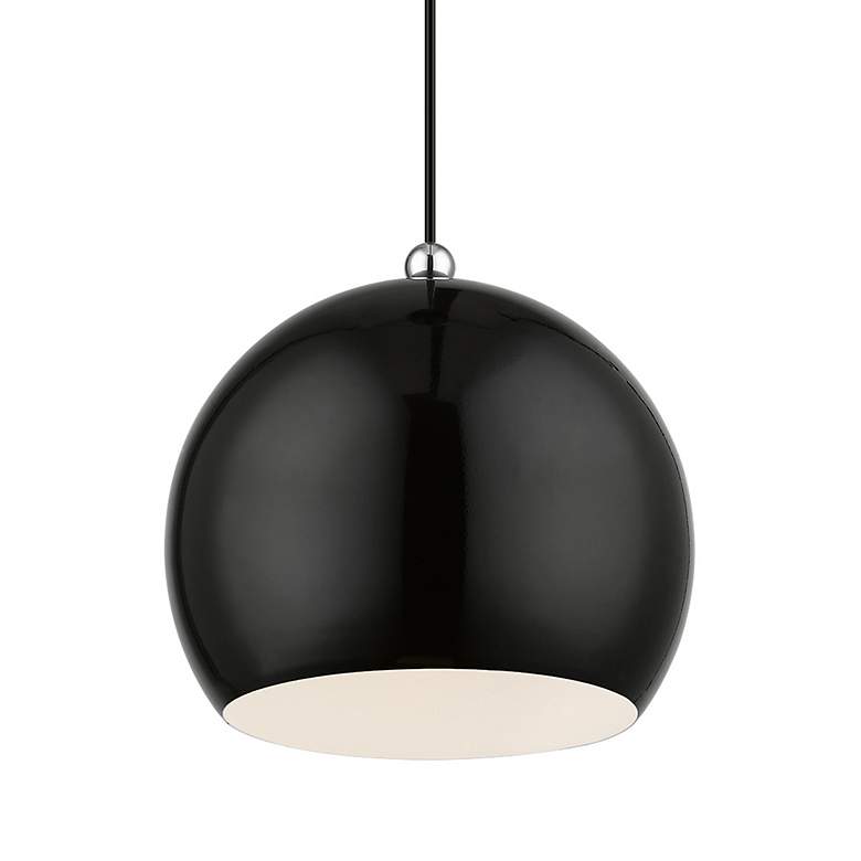 Image 6 Livex Stockton 12" Wide Chrome and Shiny Black Modern Dome Pendant more views