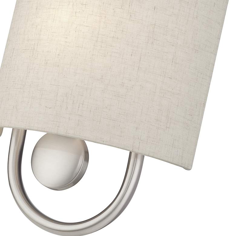 Image 6 Livex Stratton 10 1/2" High Oatmeal Fabric Brushed Nickel ADA Sconce more views