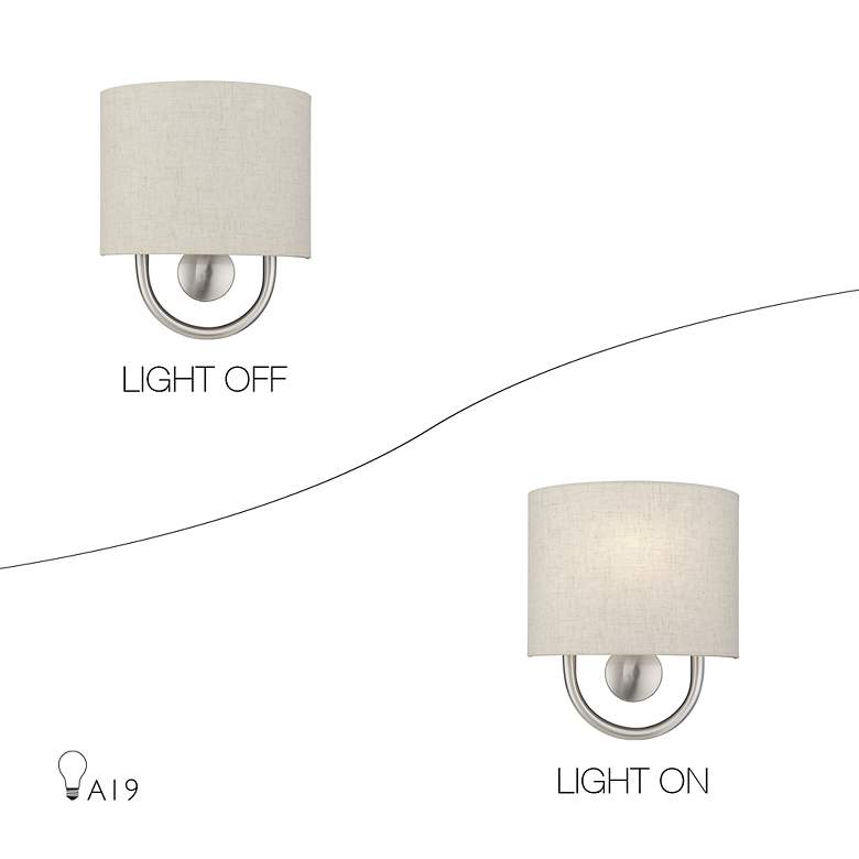 Image 7 Livex Stratton 10 1/2" High Oatmeal Fabric Brushed Nickel ADA Sconce more views