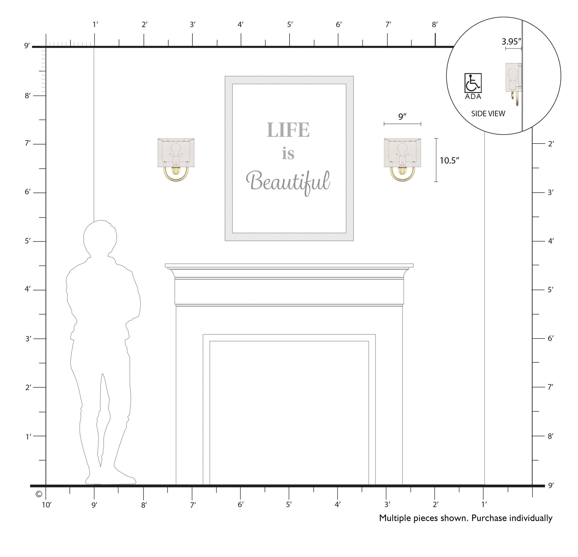 Livex Stratton 10 1/2" High Oatmeal Fabric Brushed Nickel ADA Sconce