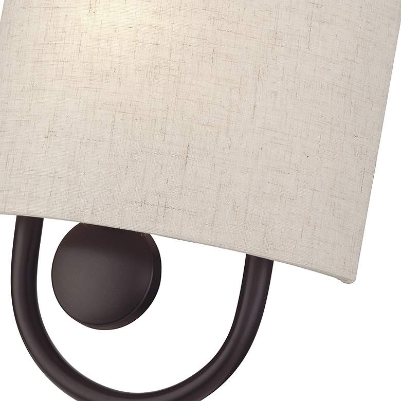 Image 6 Livex Stratton 10 1/2" High Oatmeal Fabric English Bronze ADA Sconce more views