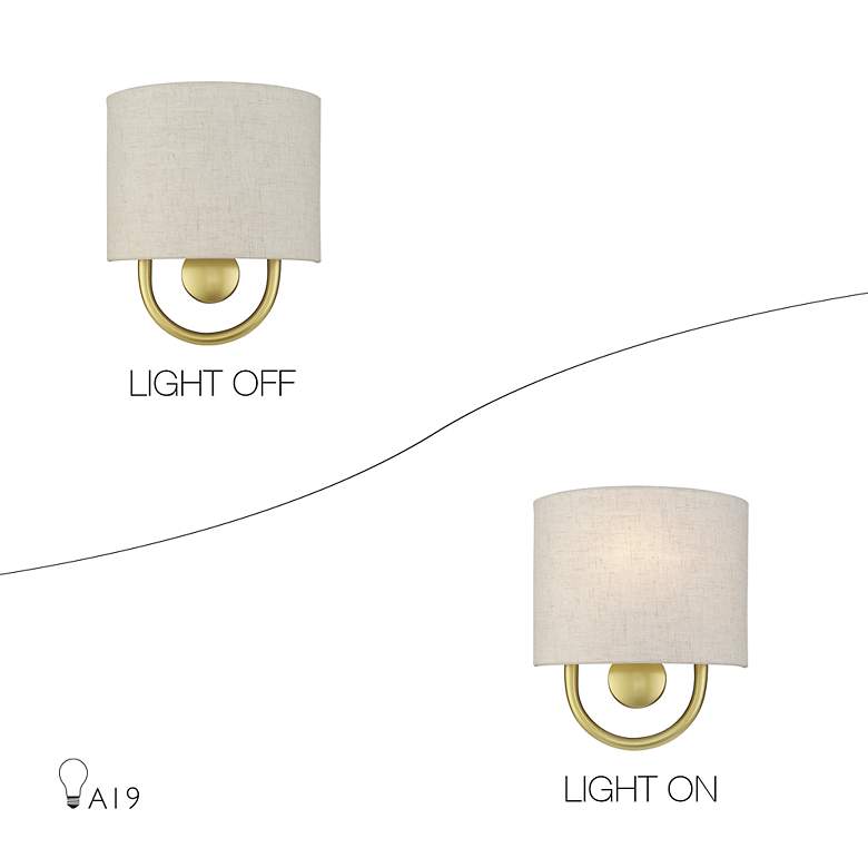 Image 6 Livex Stratton 10 1/2" High Oatmeal Fabric Soft Gold ADA Sconce more views
